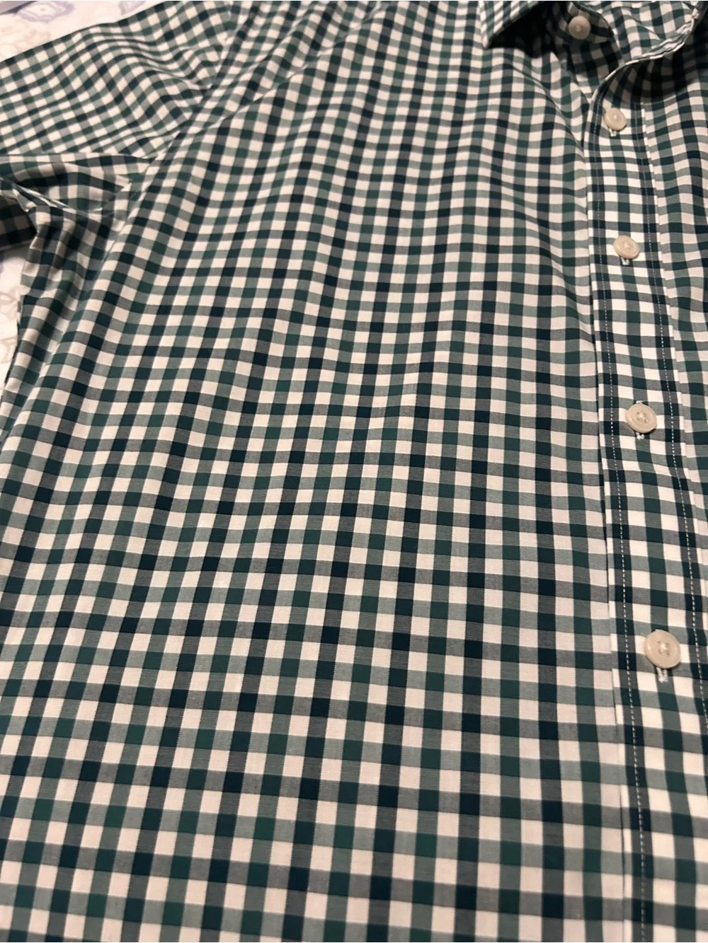 J. Crew Men's Teal and White Gingham Button-Down Shirt